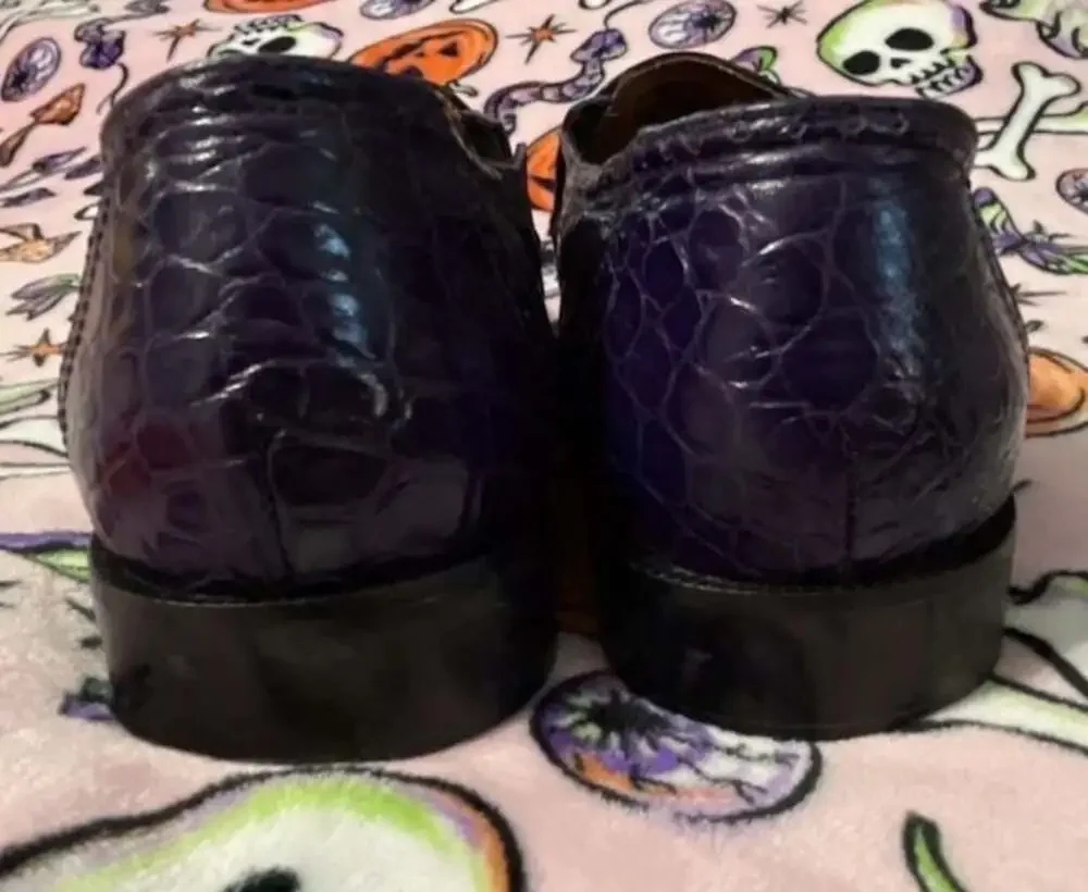 Marco Vicci Dandy Rockabilly Purple Hornback Textured SlipOn Cap Toe Dress Shoes